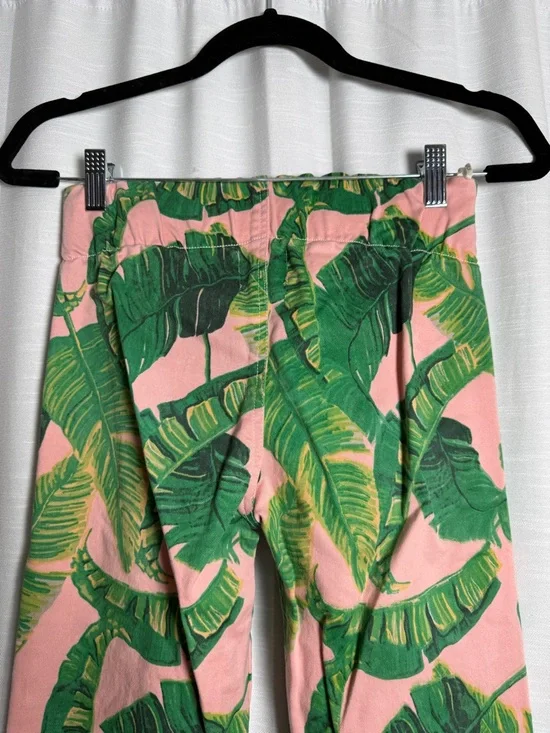 Judith March Palm Flare Pants Pink Green Tropical High Waist Bell Bottom Size S - Picture 10 of 14